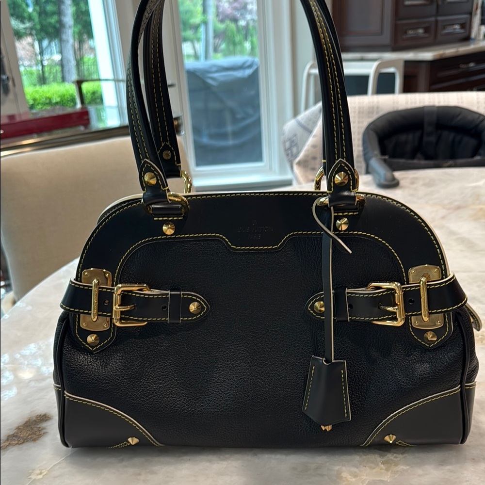 Louis Vuitton Black and Gold Shoulder Bag with Dome Shape